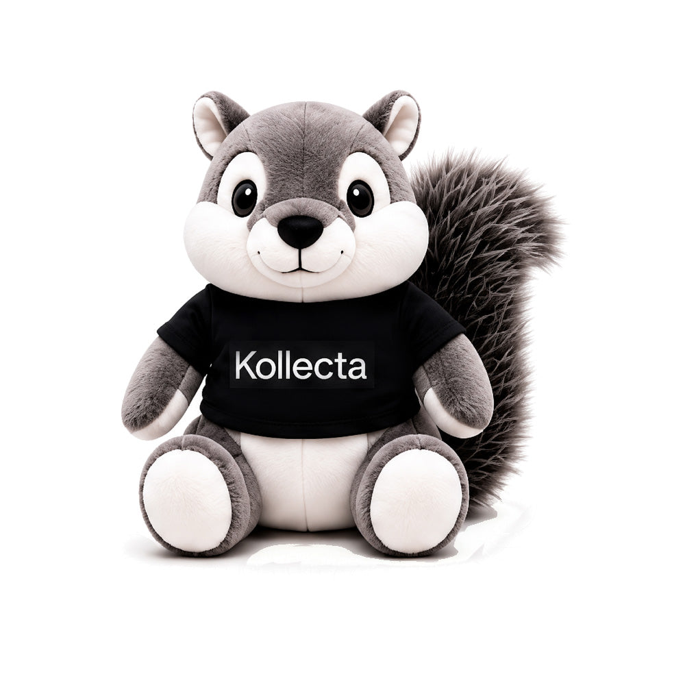 KAI, the Chief Nut Cracker plush mascot in a black bomber, Kollecta